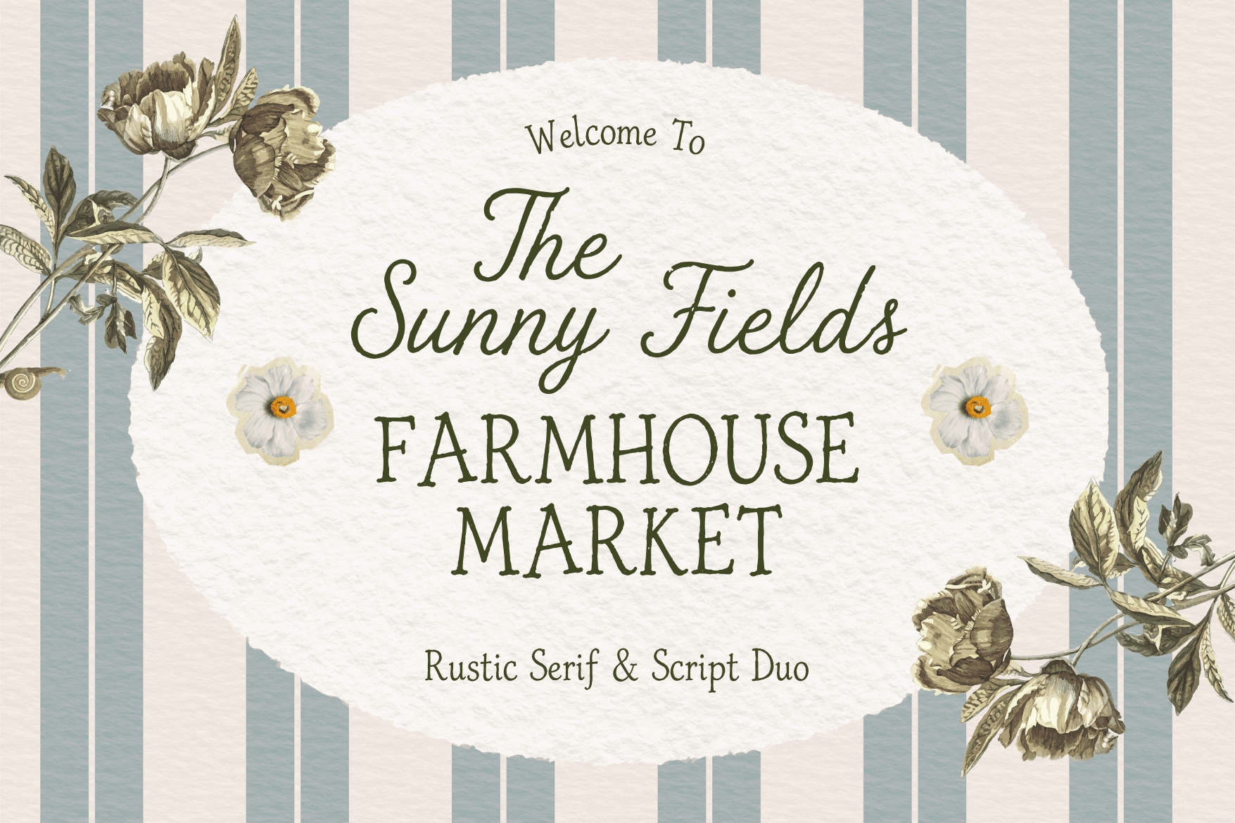 The Sunny Field Font rustic serif and script font duo preview